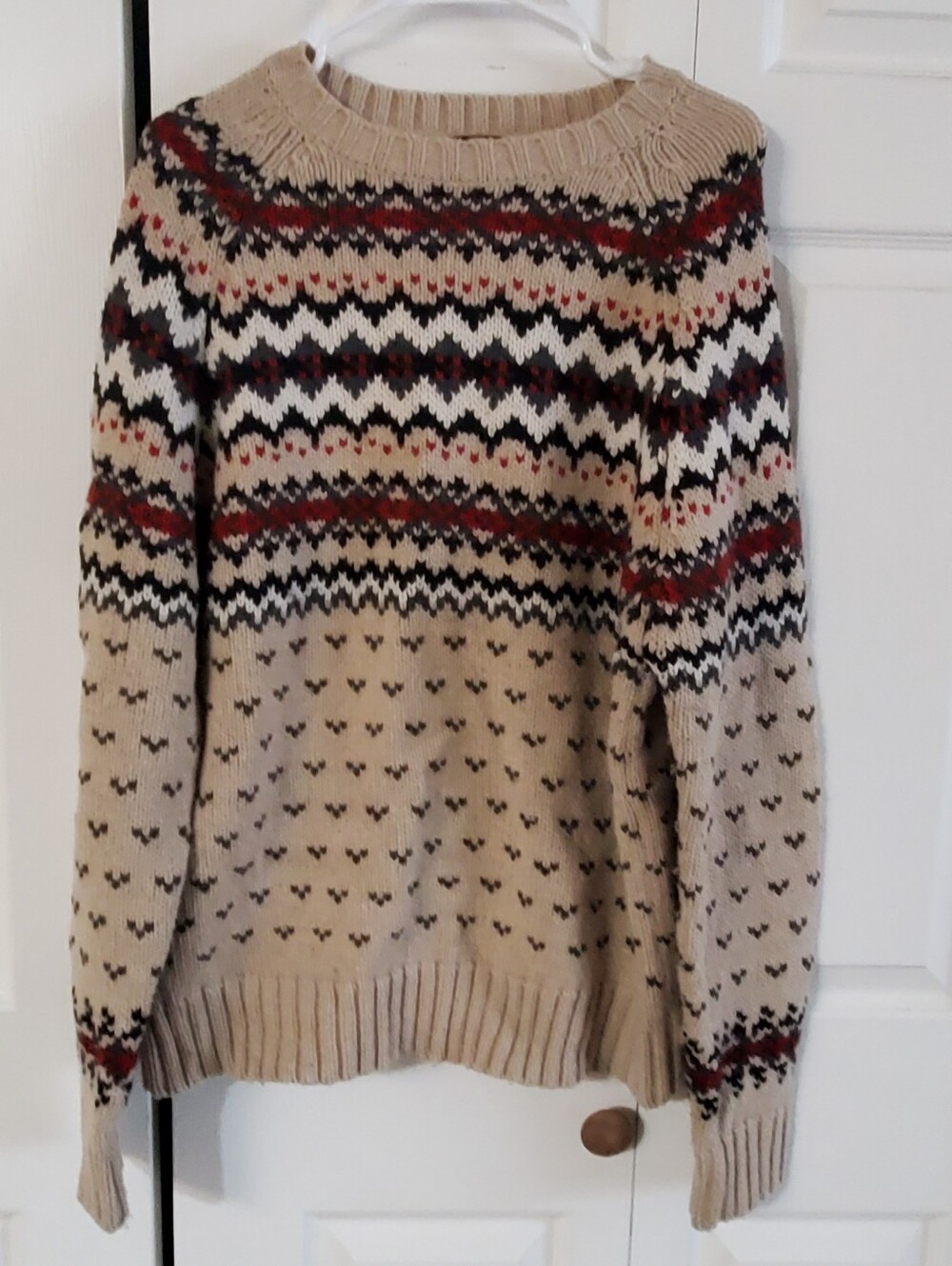 NICK DANGER LARGE VINTAGE. 90S. FAIR ISLE KNIT CREWNECK. SWEATER. WOOL BLEND